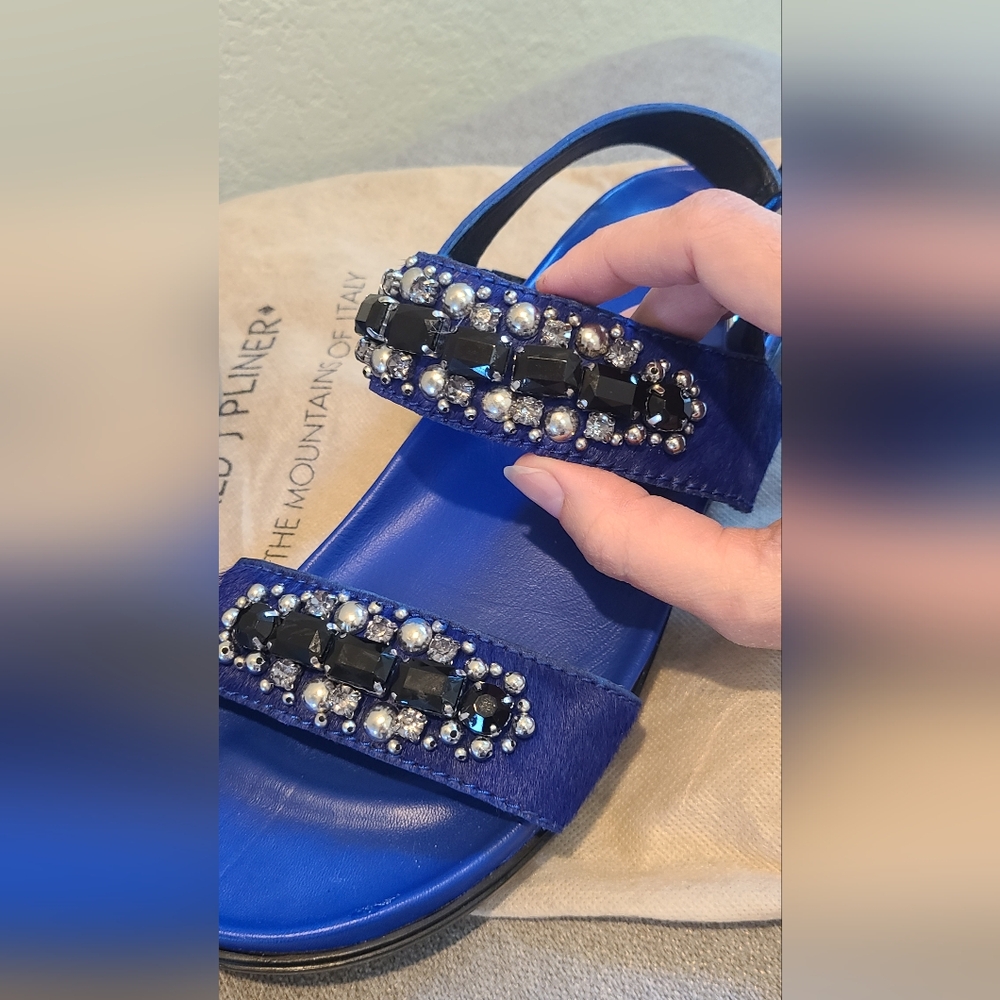 Stunning Indigo Blue Crystals And Gems Sandals - Picture 4 of 4